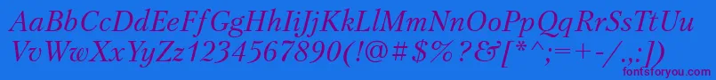 Ptr56C Font – Purple Fonts on Blue Background