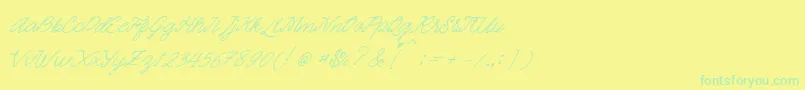 フォントQuickline – 黄色い背景に緑の文字