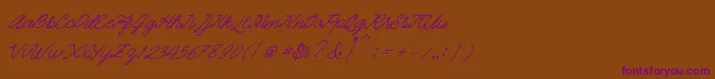 Quickline-Schriftart – Violette Schriften auf braunem Hintergrund