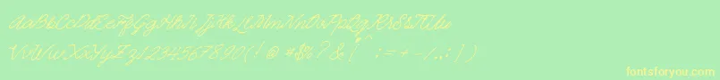 Quickline-Schriftart – Gelbe Schriften auf grünem Hintergrund