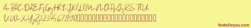 SweetYell-Schriftart – Rote Schriften auf gelbem Hintergrund