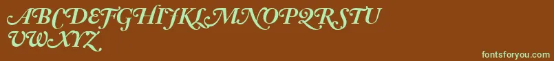 AdobeCaslonBoldItalicSwash-fontti – vihreät fontit ruskealla taustalla