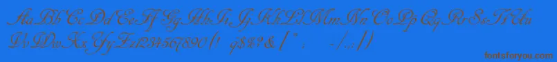 Cansellaristc-Schriftart – Braune Schriften auf blauem Hintergrund