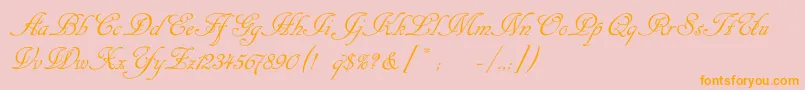 Cansellaristc-Schriftart – Orangefarbene Schriften auf rosa Hintergrund