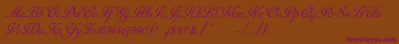 Cansellaristc-Schriftart – Violette Schriften auf braunem Hintergrund