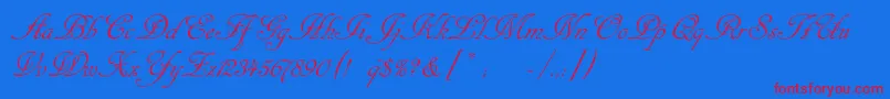 Cansellaristc-Schriftart – Rote Schriften auf blauem Hintergrund