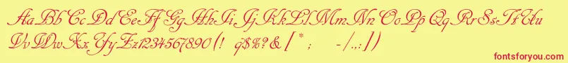 Cansellaristc Font – Red Fonts on Yellow Background