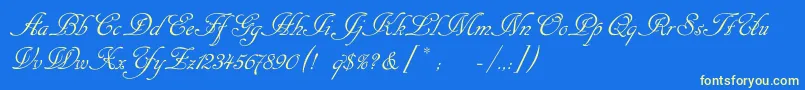 Cansellaristc-Schriftart – Gelbe Schriften auf blauem Hintergrund