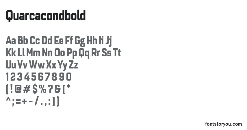 A fonte Quarcacondbold – alfabeto, números, caracteres especiais