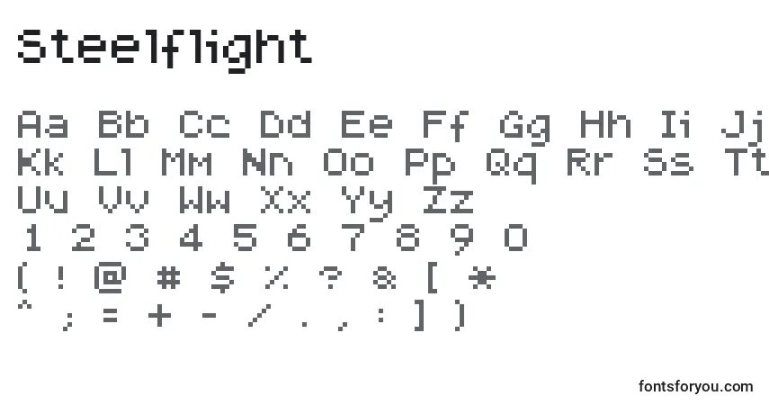 Czcionka Steelflight – alfabet, cyfry, specjalne znaki