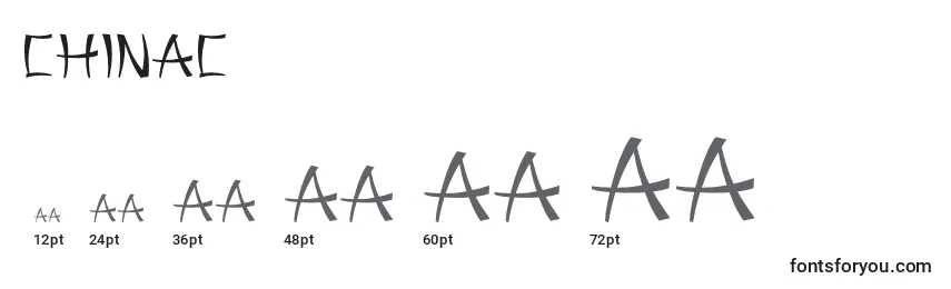 Größen der Schriftart Chinac
