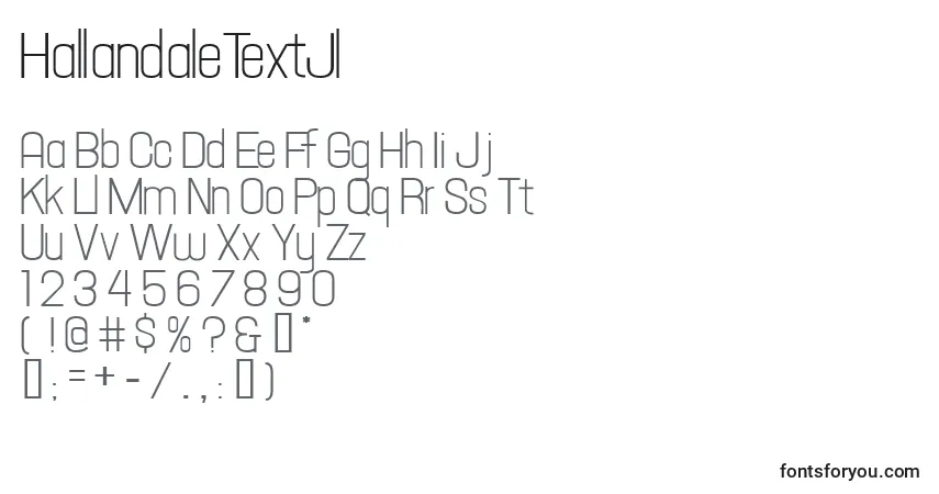 HallandaleTextJl-fontti – aakkoset, numerot, erikoismerkit