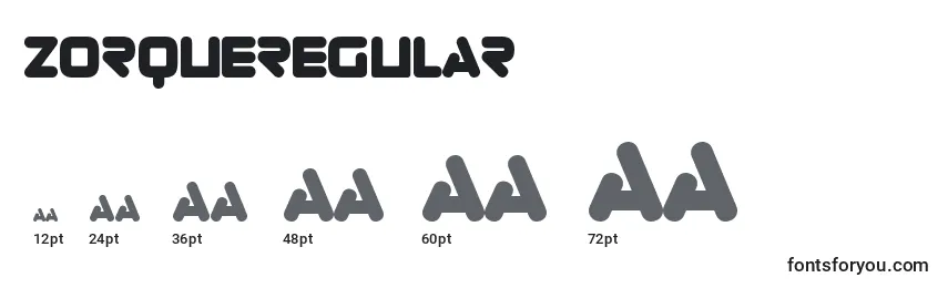 Размеры шрифта ZorqueRegular