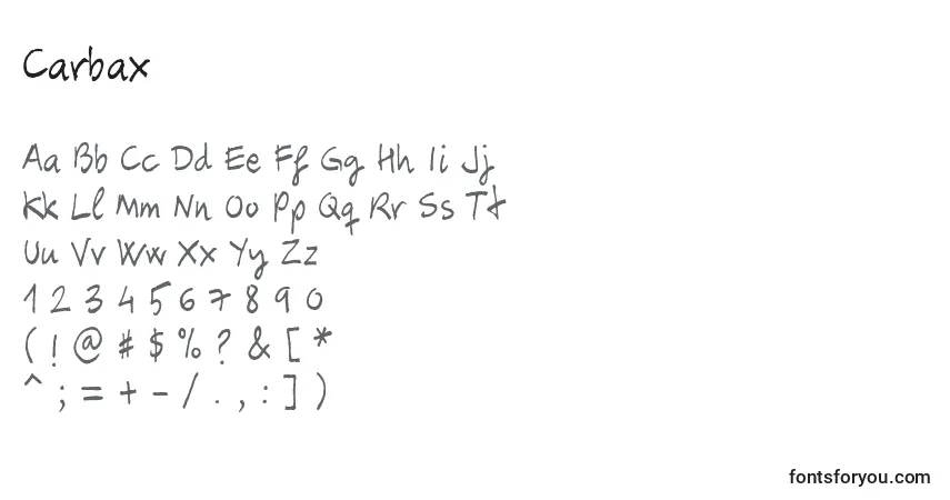 Schriftart Carbax – Alphabet, Zahlen, spezielle Symbole