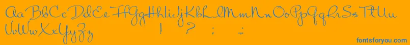 ChatMoss-Schriftart – Blaue Schriften auf orangefarbenem Hintergrund
