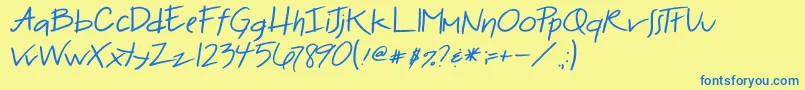 2peasBadHairDay Font – Blue Fonts on Yellow Background