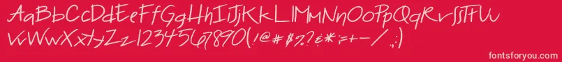 Więcej informacji o czcionce 2peasBadHairDay Czcionka 2peasBadHairDay – różowe czcionki na czerwonym tle