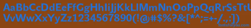 JohnsansTextProBold-Schriftart – Blaue Schriften auf braunem Hintergrund