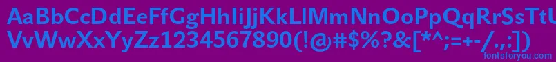 フォントJohnsansTextProBold – 紫色の背景に青い文字