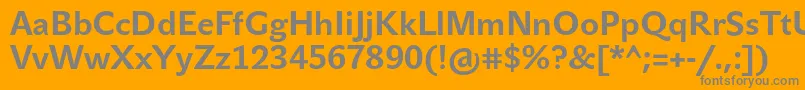 フォントJohnsansTextProBold – オレンジの背景に灰色の文字