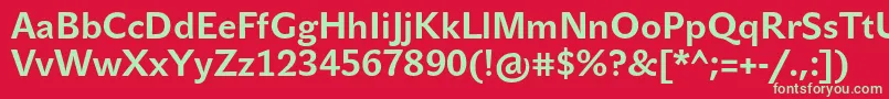 フォントJohnsansTextProBold – 赤い背景に緑の文字