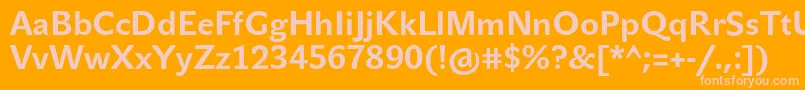 Weitere Informationen zur JohnsansTextProBold-Schriftart JohnsansTextProBold-Schriftart – Rosa Schriften auf orangefarbenem Hintergrund
