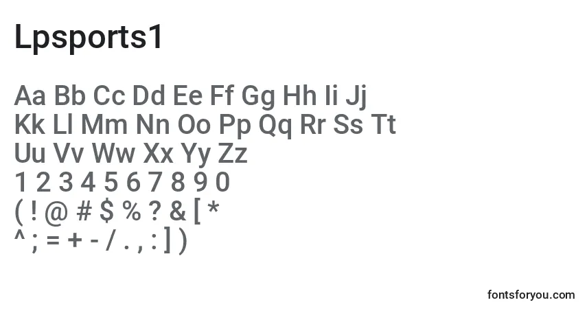 Czcionka Lpsports1 – alfabet, cyfry, specjalne znaki