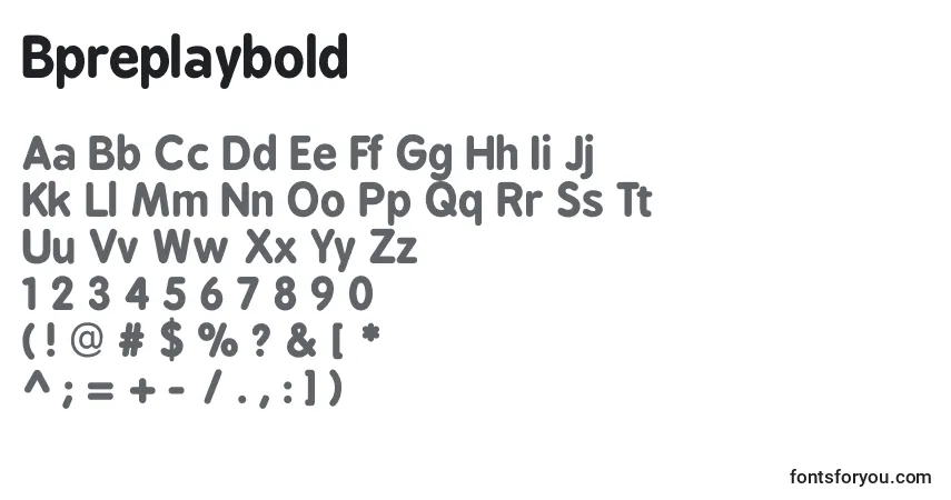 A fonte Bpreplaybold – alfabeto, números, caracteres especiais