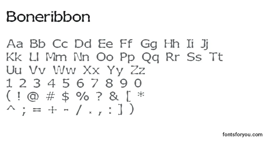 Czcionka Boneribbon – alfabet, cyfry, specjalne znaki