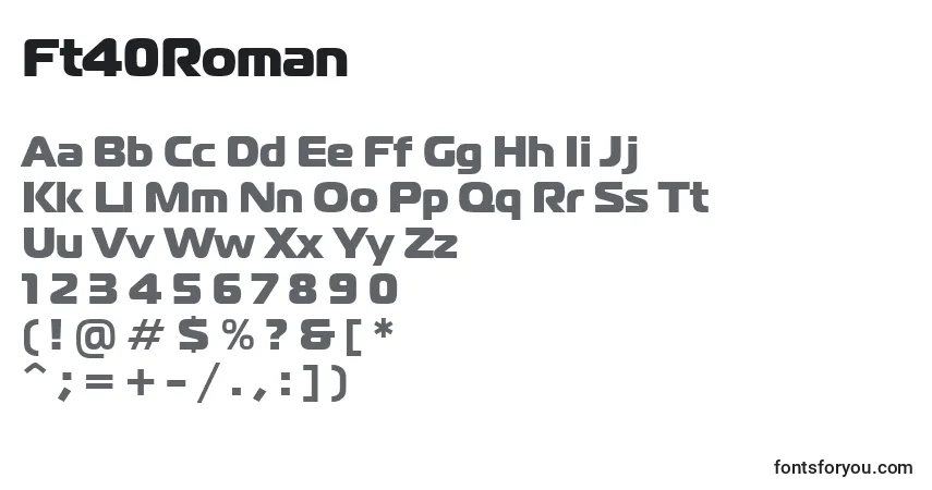 Czcionka Ft40Roman – alfabet, cyfry, specjalne znaki