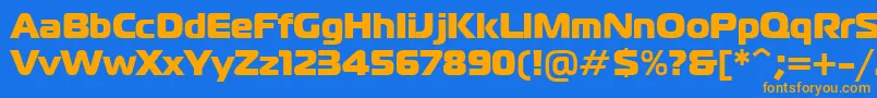フォントFt40Roman – オレンジ色の文字が青い背景にあります。