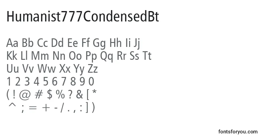 Шрифт Humanist777CondensedBt – алфавит, цифры, специальные символы