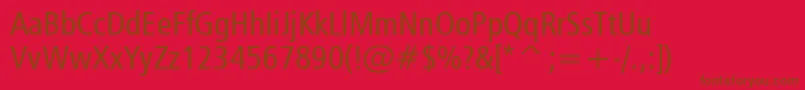Humanist777CondensedBt-Schriftart – Braune Schriften auf rotem Hintergrund