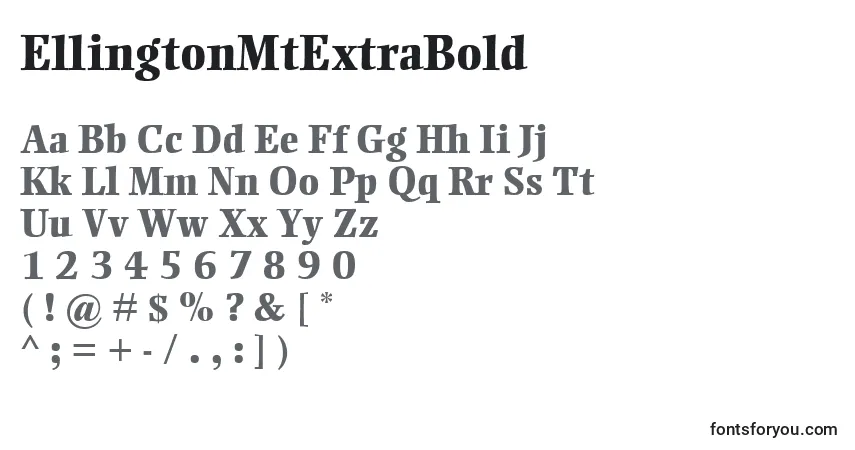 A fonte EllingtonMtExtraBold – alfabeto, números, caracteres especiais