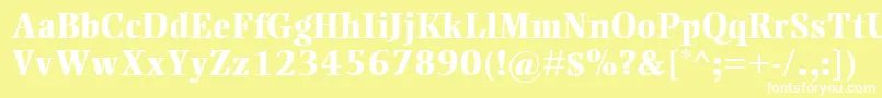 EllingtonMtExtraBold-fontti – valkoiset fontit keltaisella taustalla