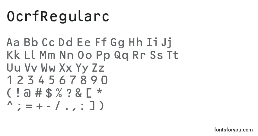 Fuente OcrfRegularc - alfabeto, números, caracteres especiales