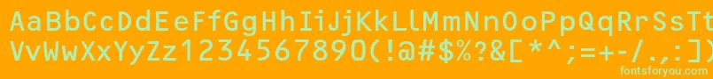 Lisätietoja OcrfRegularc-fontista OcrfRegularc-fontti – vihreät fontit oranssilla taustalla