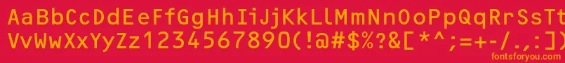 Шрифт OcrfRegularc – оранжевые шрифты на красном фоне