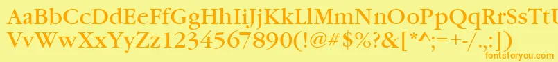 Garamonditctee-Schriftart – Orangefarbene Schriften auf gelbem Hintergrund