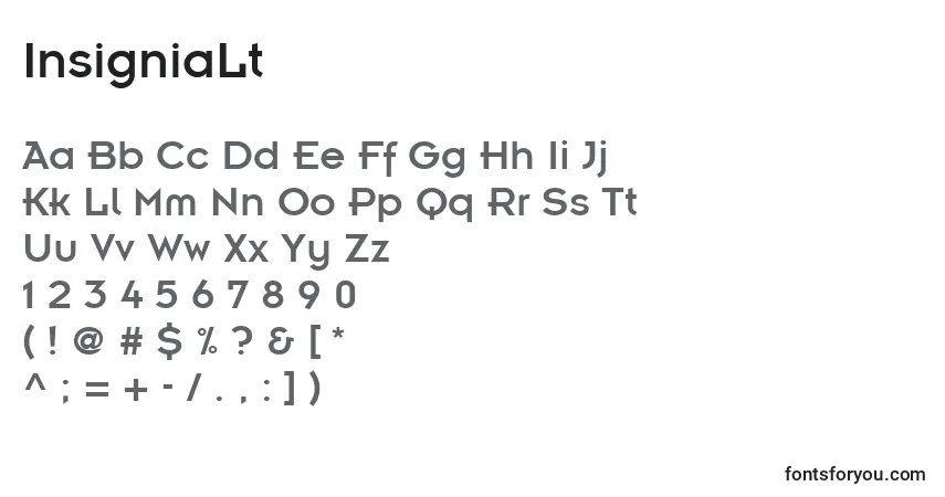 A fonte InsigniaLt – alfabeto, números, caracteres especiais