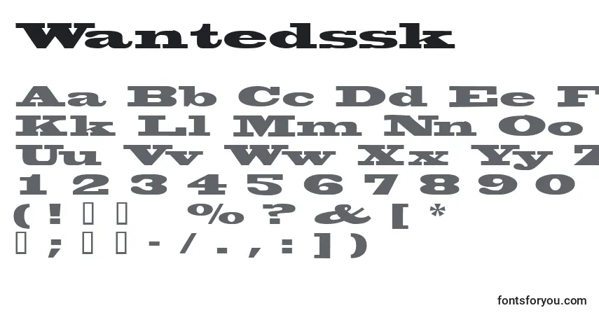 Schriftart Wantedssk – Alphabet, Zahlen, spezielle Symbole
