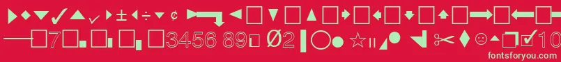 QuicktypePi-fontti – vihreät fontit punaisella taustalla