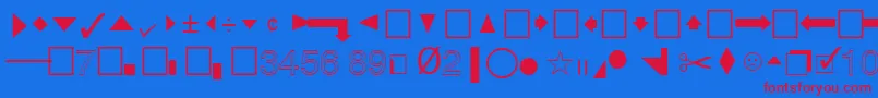 フォントQuicktypePi – 赤い文字の青い背景