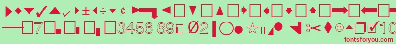 QuicktypePi-fontti – punaiset fontit vihreällä taustalla
