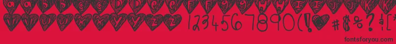 Overhearts Font – Black Fonts on Red Background