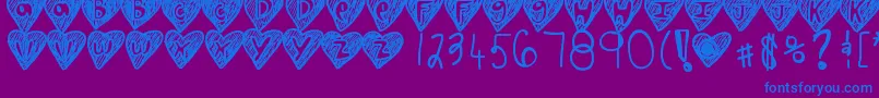 Overhearts-fontti – siniset fontit violetilla taustalla