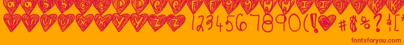 Overhearts Font – Red Fonts on Orange Background