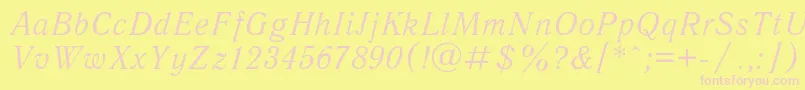 AntiquaItalic-Schriftart – Rosa Schriften auf gelbem Hintergrund