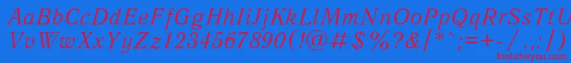 AntiquaItalic Font – Red Fonts on Blue Background