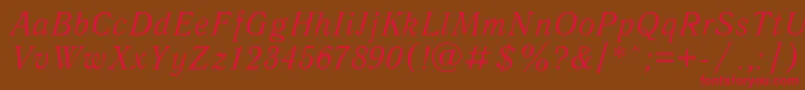 AntiquaItalic Font – Red Fonts on Brown Background